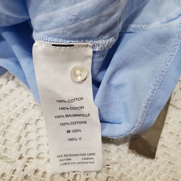 J crew blouse womens size small blue cinched front striped sleeve peplum top - Picture 5 of 6